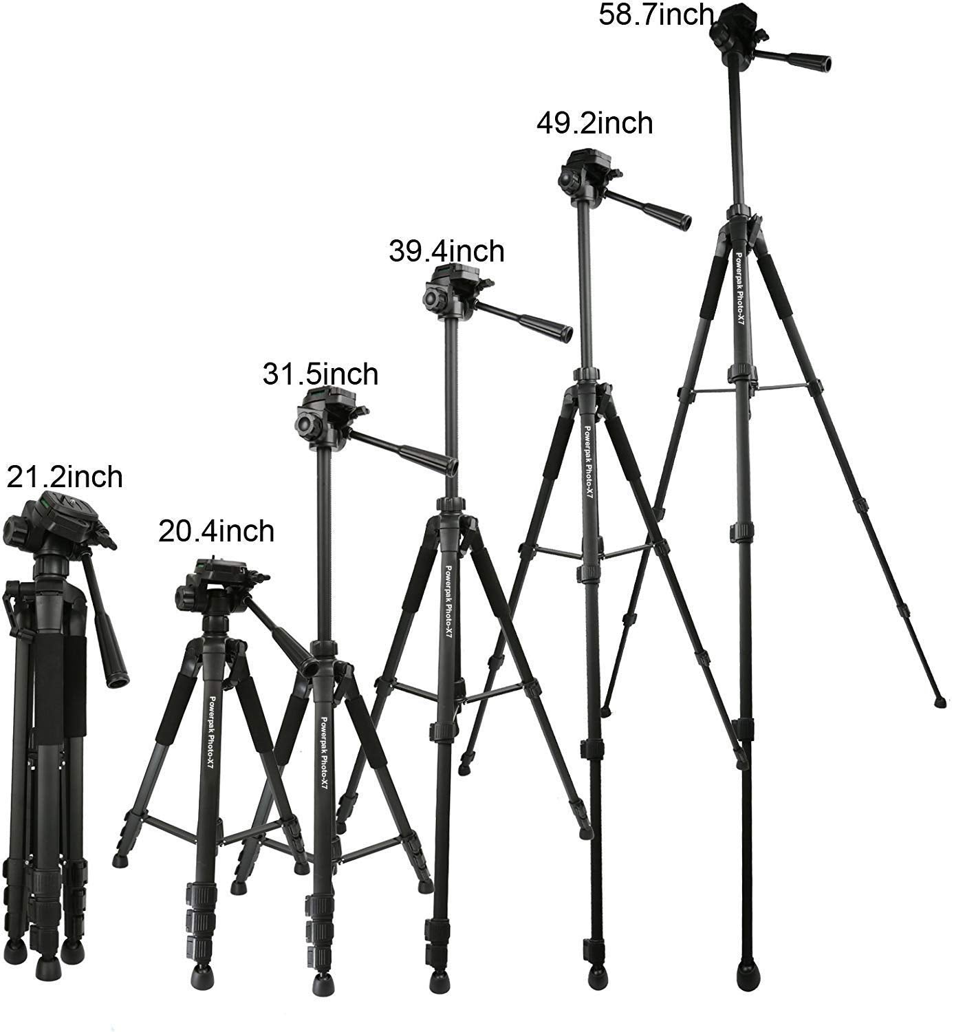 Powerpak Photo-X7 5ft 4 Section Aluminium Tripod for Smartphones & Cameras Powerpak Photo-X7 5ft 4 Section Aluminium Tripod for Smartphones & Cameras